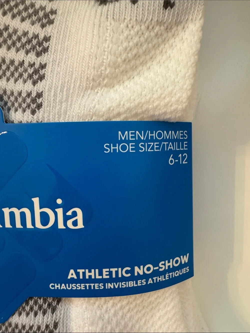 Columbia Men's Sz 6-12 Athletic No-Show Socks - White & Gray (6 Pairs)